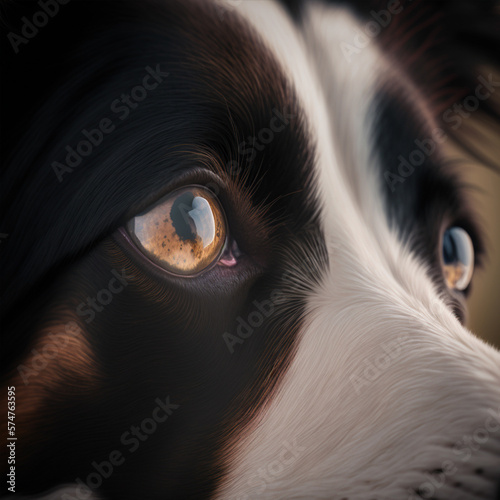 Obraz na płótnie AI Generated: Adorable Honey Border Collie Dog Eyes w salonie