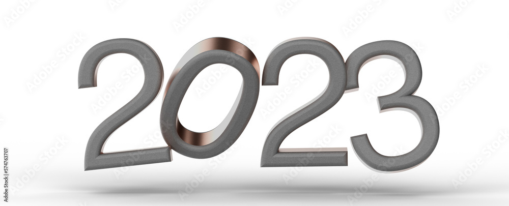 Year as Number - year 2023. 3D illustration numbers isolated white background Year as Number - year 2023. 3D illustration numbers isolated white background
