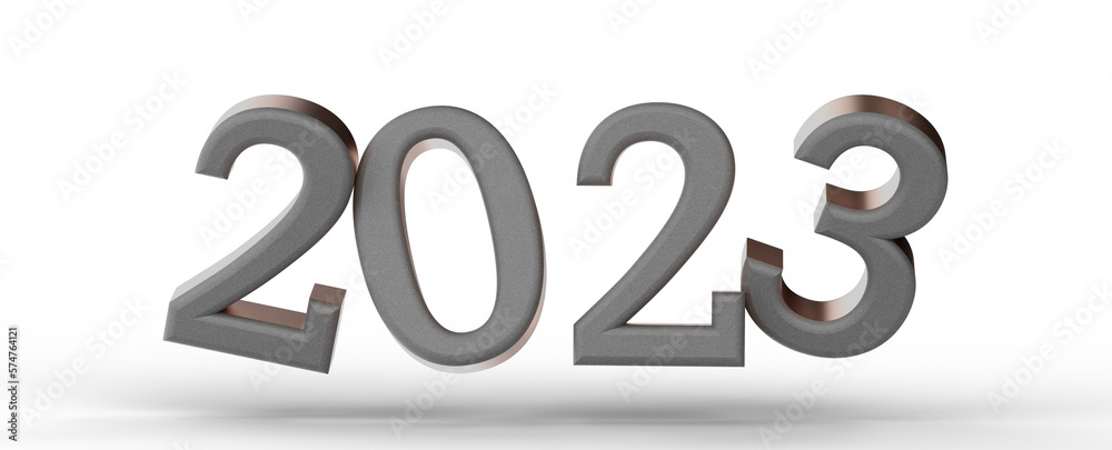 Year as Number - year 2023. 3D illustration numbers isolated white background Year as Number - year 2023. 3D illustration numbers isolated white background