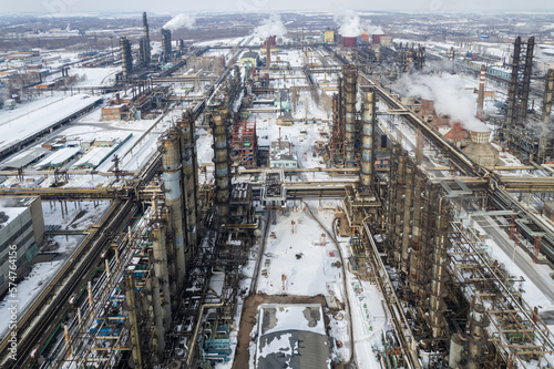 Aerial view of big chemical plant.