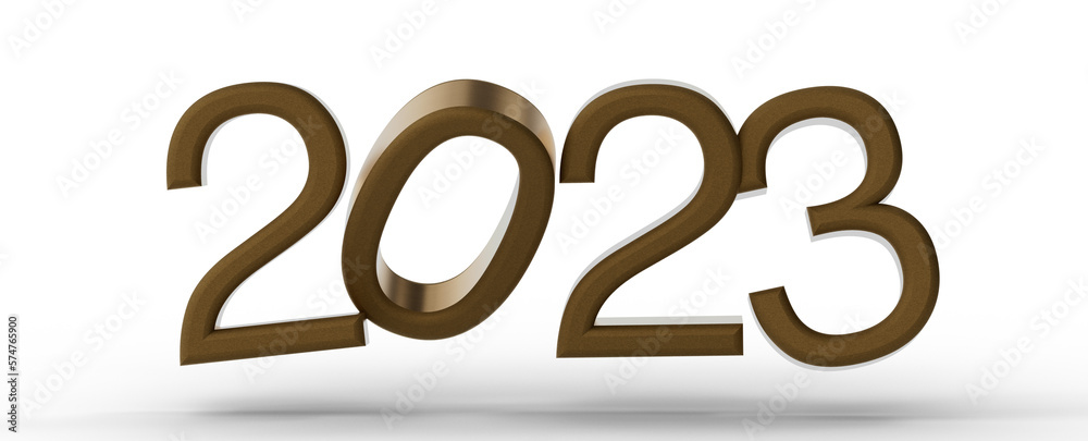 Year as Number - year 2023. 3D illustration numbers isolated white background Year as Number - year 2023. 3D illustration numbers isolated white background