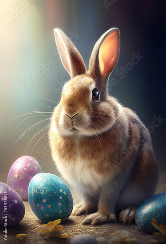 Easter Bunny holding easter eggs