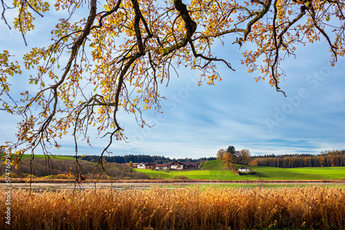 Autumn landscape - view of the Egglburg Lake near the town of Ebersberg, next to Munich, Bavaria, Germany photo