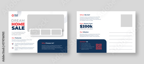 Real estate or marketing agency postcard template