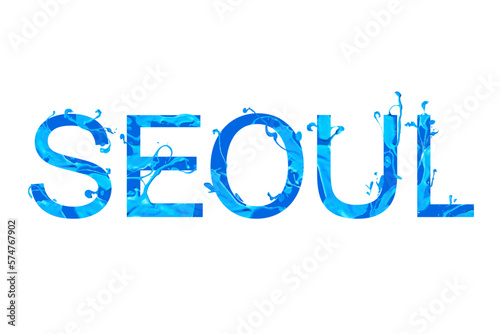 SEOUL city name. Word of blue paint