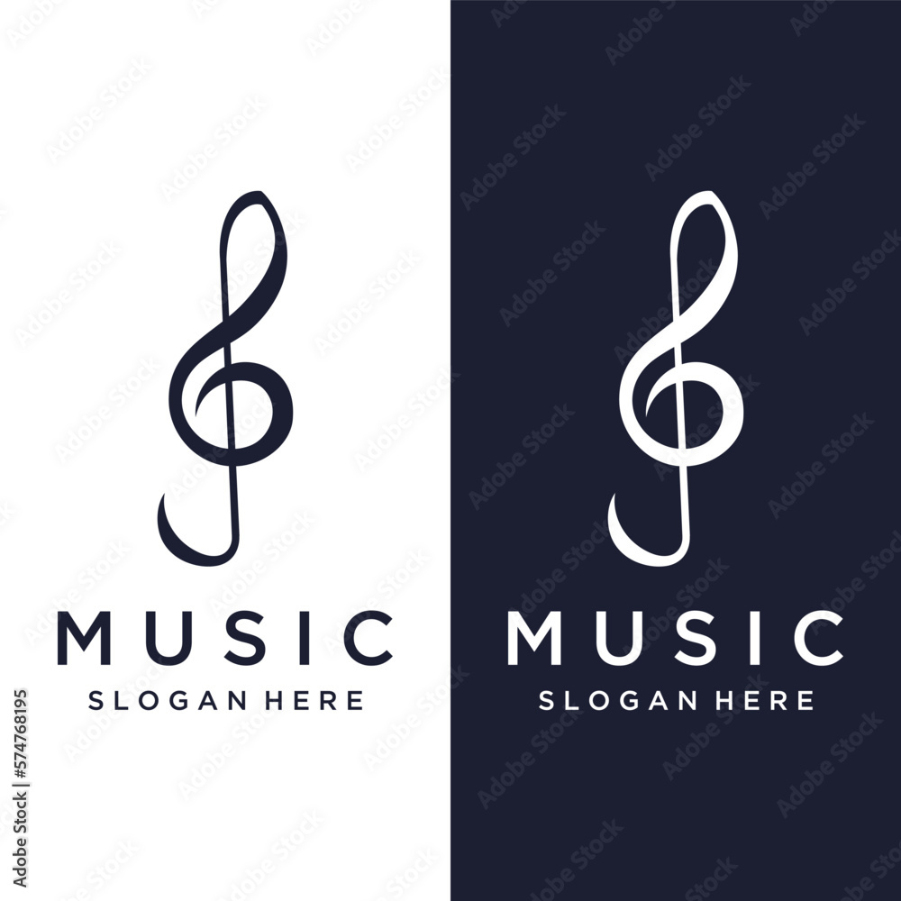 Naklejka premium Creative musical note logo template abstract design for vocal , music , course, choir, singer ,education , concert.