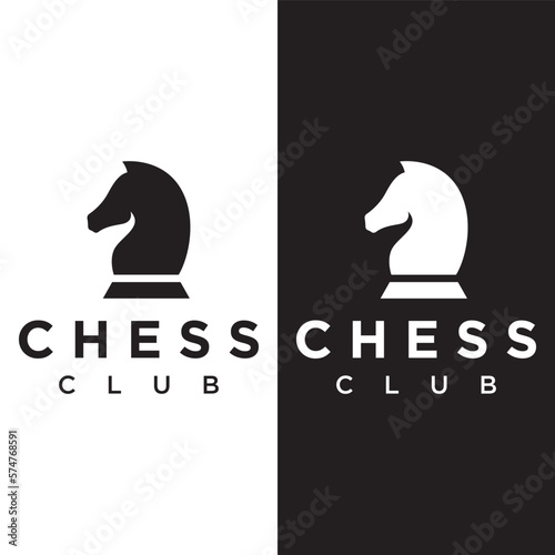 Leinwand Poster Chess strategy game Logo template with horse, king, pawn and rook