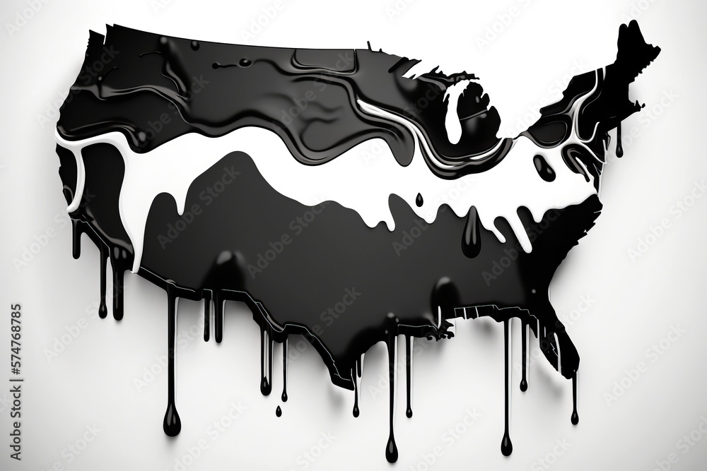 Map of the USA made from oil. Fuel and energy concept. Generative ai
