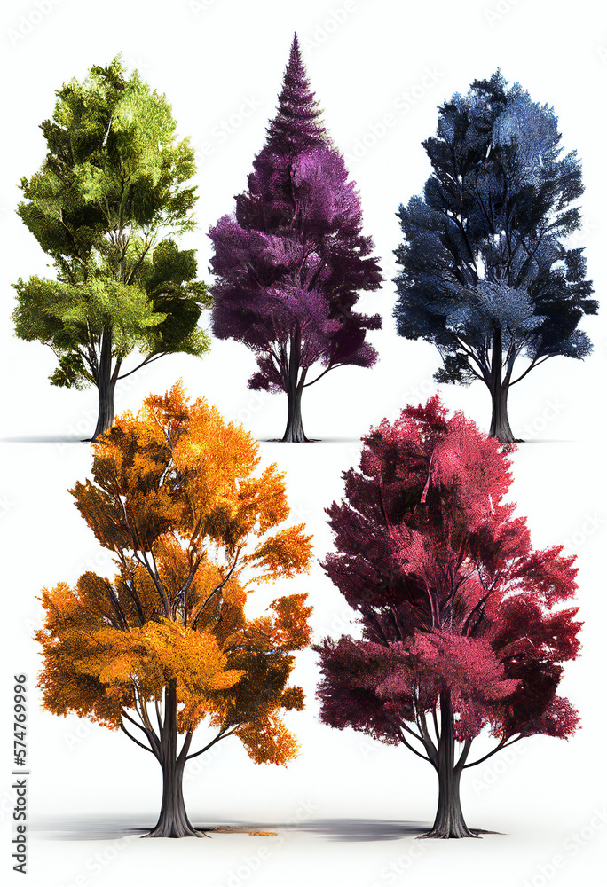Fototapeta premium Set of isolated trees