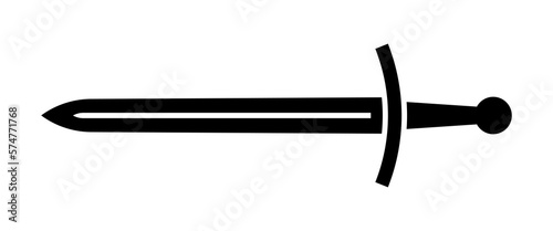 Knight sword icon. Medieval sharp crusader weapon for combat and antique duels with vector enemy