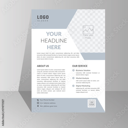 Modern creative clean a4 half page flyer design template for advertising and grow business company. silver and black color design, white background vector illustration unique idea layout. QR code