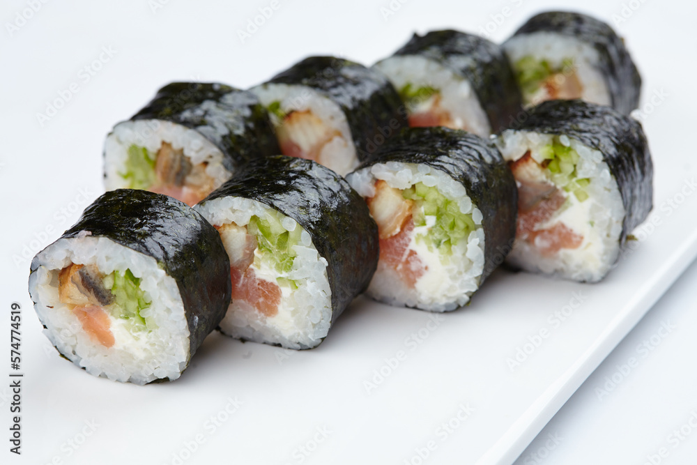 tasty sushi on the white background tasty sushi on the white background