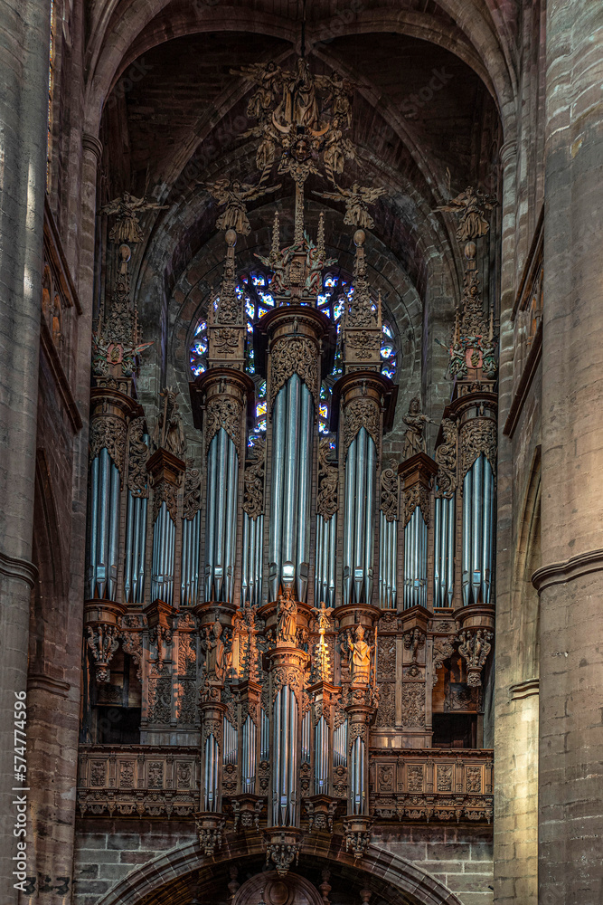 Organ in the cathedral of Rodez in France
