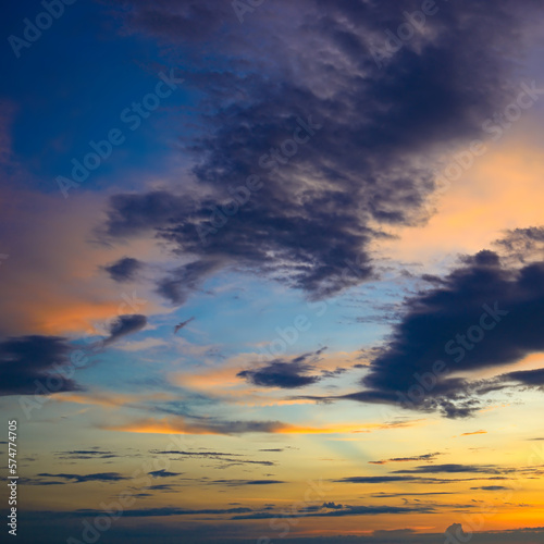 Epic sky landscape and fantastic colorful clouds