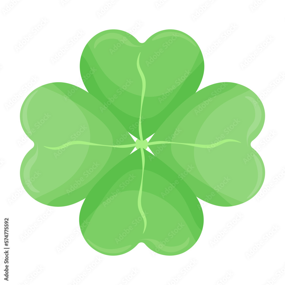 Happy clover leaf on a white background for St. Patrick's Day. Vector illustration. four-leaf clover. Happy clover leaf on a white background for St. Patrick's Day. Vector illustration. four-leaf clover.
