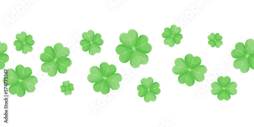 Green Irish symbol of Good Luck. Vector seamless pattern of green clover for St. Patrick's Day greeting card design.