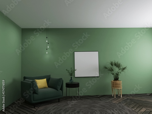 Fototapeta Naklejka Na Ścianę i Meble -  Living room interior 3d illustration, 3d render