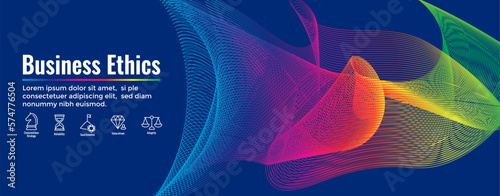 Business and Corporate Ethics Showing Company Values Icon Set- Web Header Banner