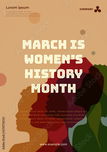 Womens History Month. Womens day celebration poster design on march 8th. Vector