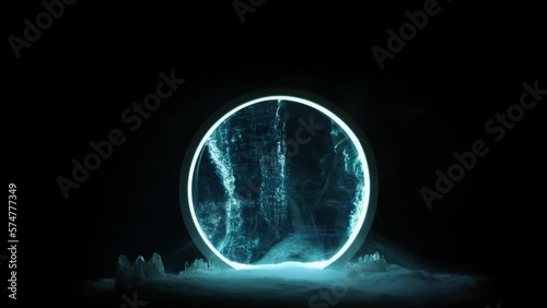 Wallpaper Mural Round mystical portal. Earth in cracks on dark background. Futuristic smoke. Mockup for your logo and text. Torontodigital.ca