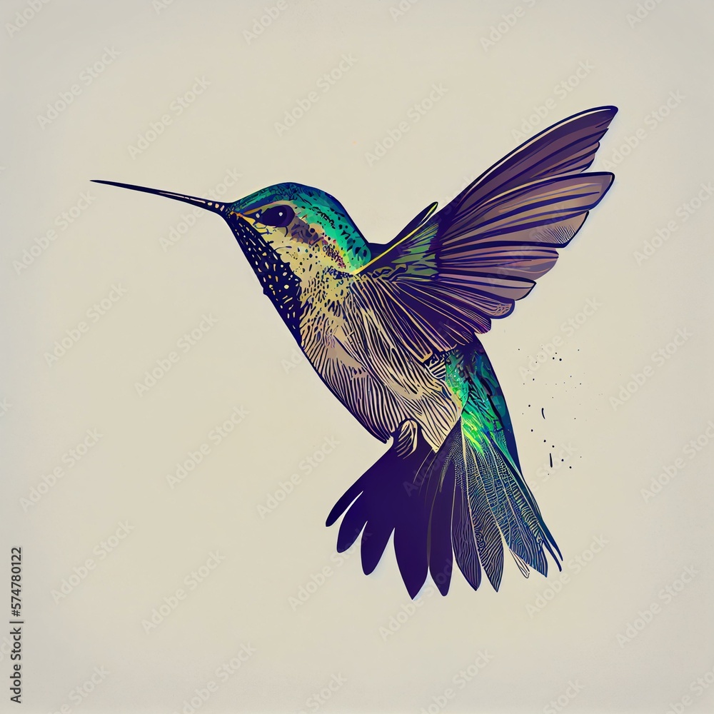 A minimalistic illustration of a hummingbird generative AI