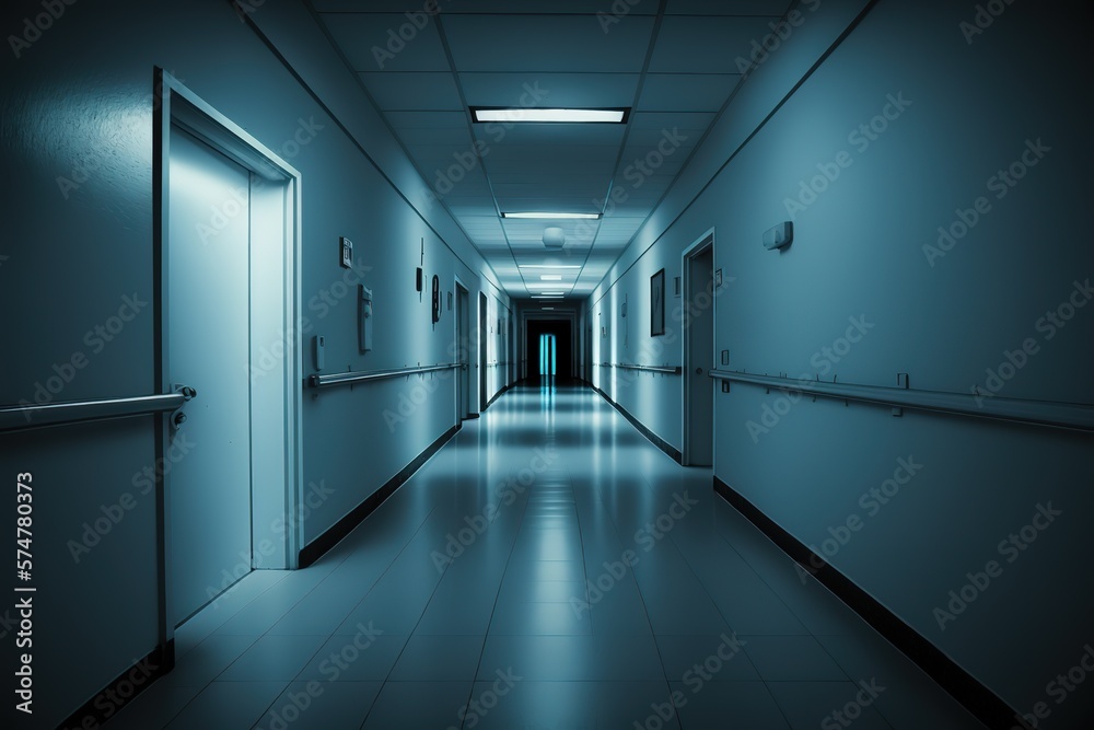 deep hospital corridor detail of a corridor