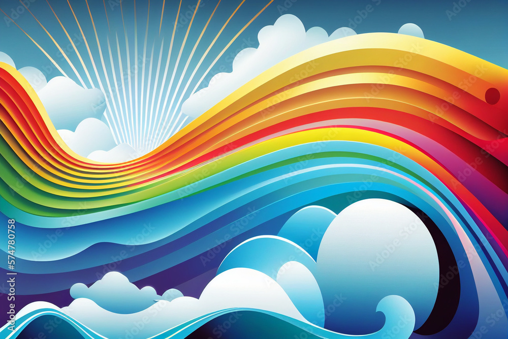 sky and clouds, colorful sky and rainbow weather. Generative AI