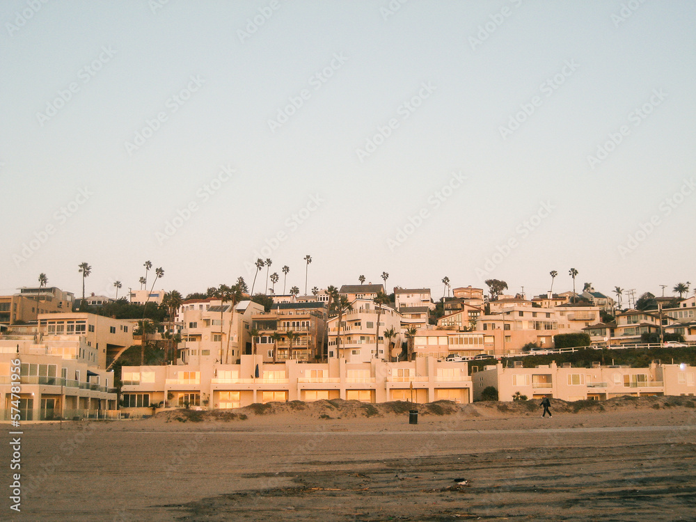 California Beach With Homes Overlooking the Ocean