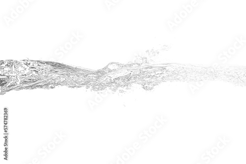 Realistische Wassertropfen, Wellen und Wasserfontäne auf transparenten Hintergrund.