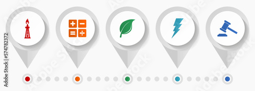 Fuel and energy vector icons, industrial flat design web pointers collection, business concept infographic template