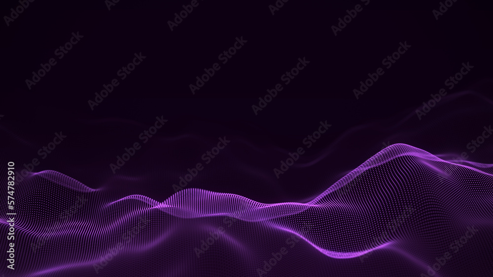 Digital dynamic motion wave texture background. The futuristic modern particle backdrop. Big data visualization. 3D rendering.