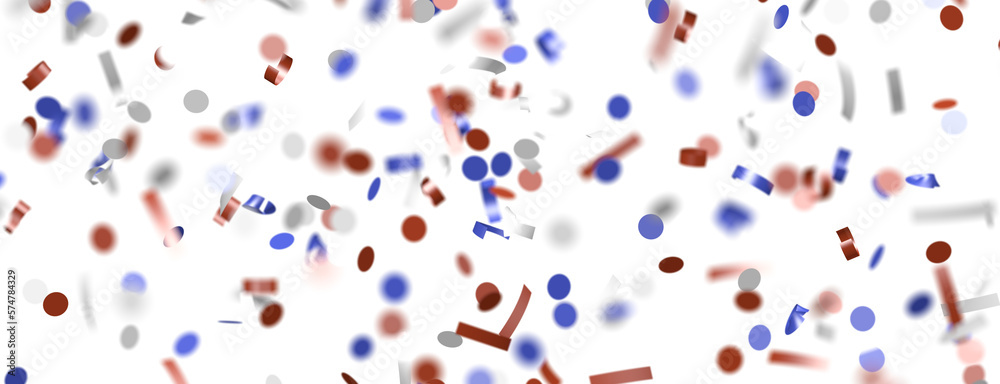 Confetti - Red white blue shiny confetti Confetti on white background, isolate, tricolor concept, Confetti - Red white blue shiny confetti Confetti on white background, isolate, tricolor concept,