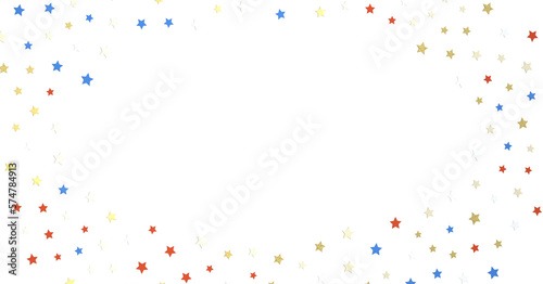 Stars - USA banner mockup with confetti stars in American national colors. USA Presidents Day  American Labor day  Memorial Day  US election concept.