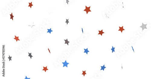Stars - festive pattern with flying, falling red, blue, white stars in colors of the United States' flag