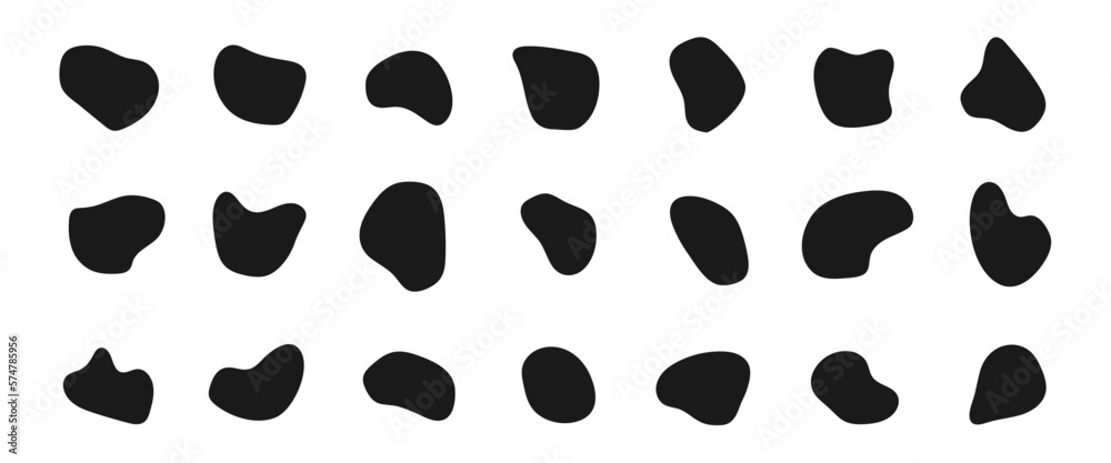 Set of irregular round blot form graphic element. Organic abstract fluid shapes isolated on white background. Set of irregular round blot form graphic element. Organic abstract fluid shapes isolated on white background.