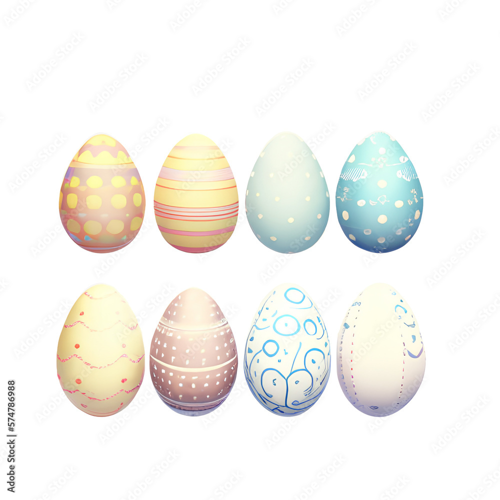 Easter eggs, 8 pieces designed eggs, transparent background, png Easter eggs, 8 pieces designed eggs, transparent background, png