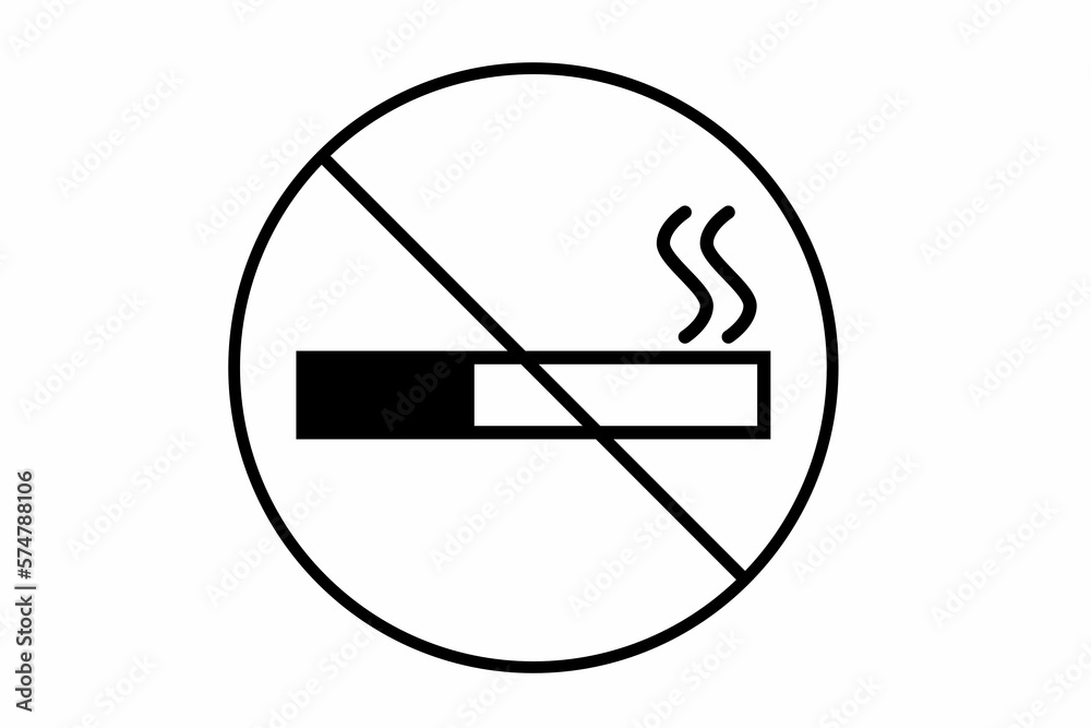 No smoking, forbidden zone cigarette sign icon on a white background. Smoking not allowed, stop smoking. No smoking, forbidden zone cigarette sign icon on a white background. Smoking not allowed, stop smoking.