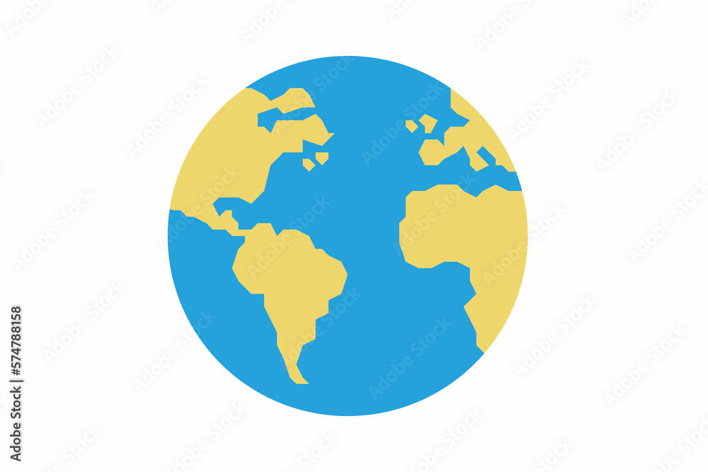 Earth color icon globe illustration on a white background. Earth color icon globe illustration on a white background.