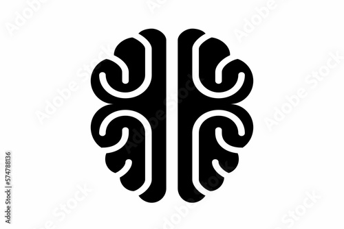 Abstract symmetric brain symbol icon on a white background.