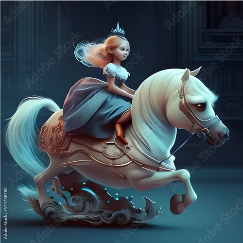 Blonde princess on a horse - Artificial Intelligence