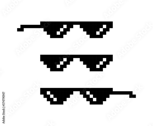 Black pixel glasses. Like a boss meme. Mafia gangster funky logo. Vector illustration graphic design