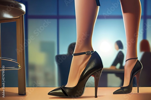 Female Chic Black Pumps Working Woman Generative AI