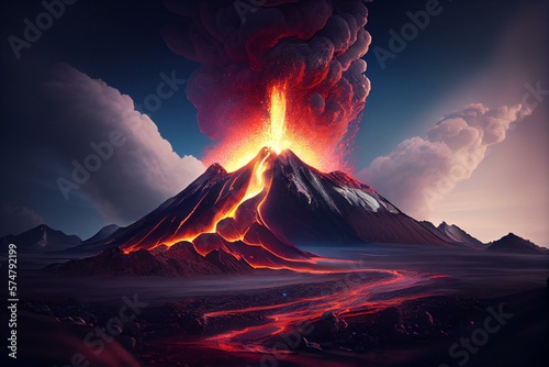 wide angle photography of Volcanoes and geysers, hyper detailed, ultra smooth, natural lighting, cinematic lighting, dramatic lighting, extreme resolution, octane render, 32k proce generative AI