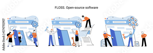 FLOSS. Open source software. Free product anyone can freely redistribute, modify and completely remake, can be improved, modernized thanks to inventions of users. Tiny programming language persons