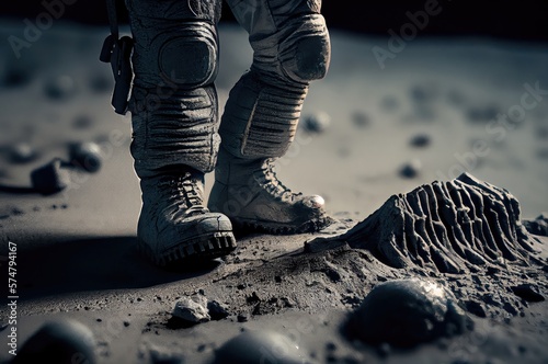 Space Boots On The Moon At Night Working Generative AI