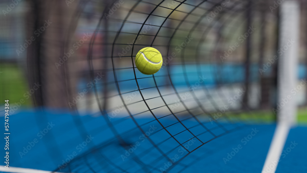 Padel ball on the net