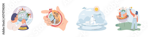 Climate change weather global greenhouse warming risks metaphor concept. Save planet. Compared planet with renewable eco resources consumption global warmings burning alternative. Environment Day