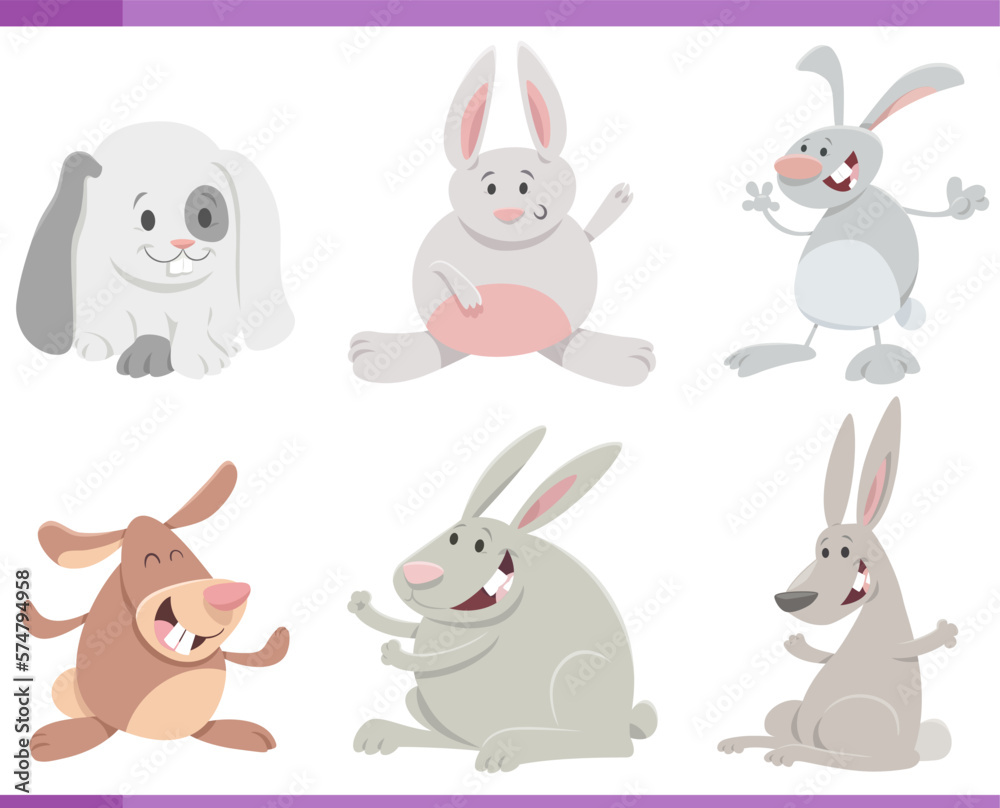 cartoon rabbits or bunnies farm animal characters set cartoon rabbits or bunnies farm animal characters set