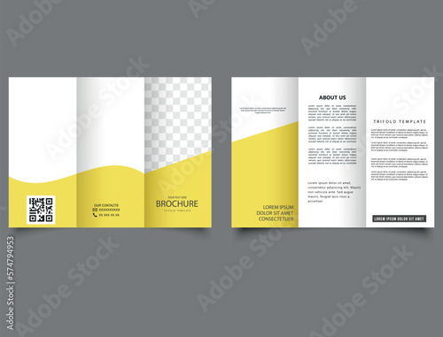 Simple yellow trifold brochure. Flyer design for advertising. vector file.