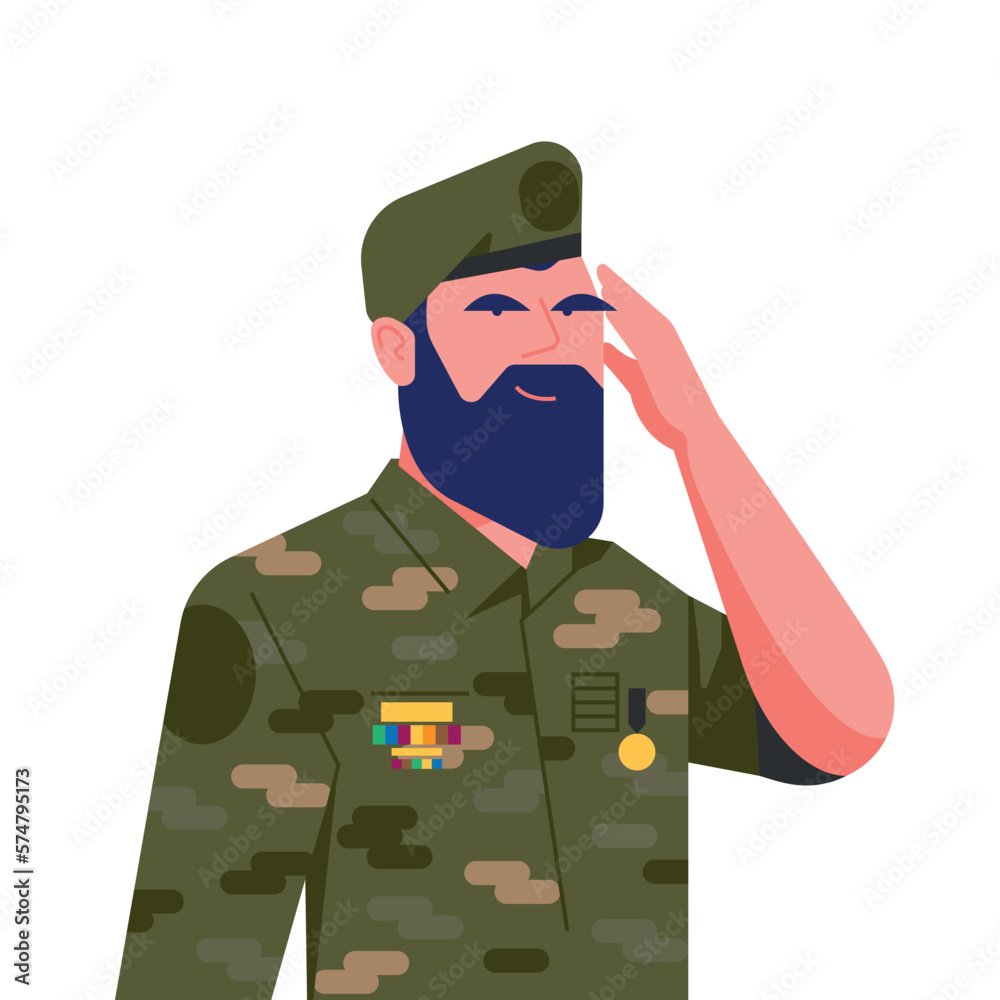 Army soldier. Military man, personnel army dressed in camouflage uniform. Male soldier without weapon. Flat cartoon vector illustration and avatar. Army soldier. Military man, personnel army dressed in camouflage uniform. Male soldier without weapon. Flat cartoon vector illustration and avatar.